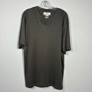 Rinnovato Men's V-Neck Striped Shirt - Olive Dark